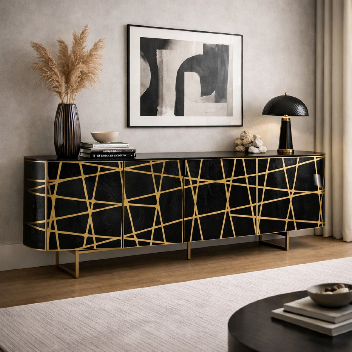 Black Oak 4-Door Sideboard | OROA Modern Kilson