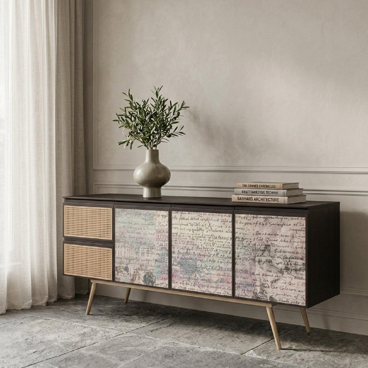 Smoked Ash 3-Door Sideboard | OROA Modern Phelan