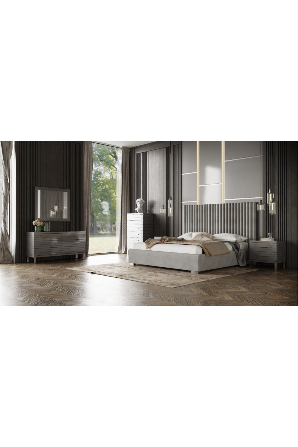 Gray Slatted 6-Drawer Chest | OROA Modern Splendor | Oroa.com