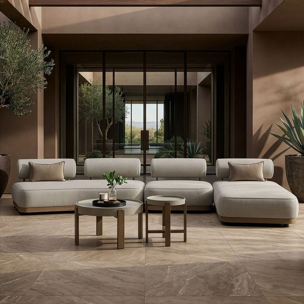 Gray Fabric 5-Piece Outdoor Sofa Set | OROA Modern Alicante