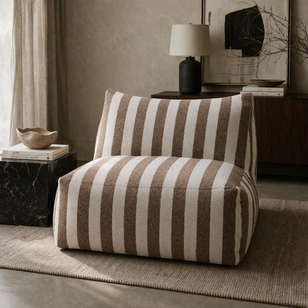 Brown Stripes Outdoor Armless Sofa | Oroa Modern Lanuza | Oroa.com