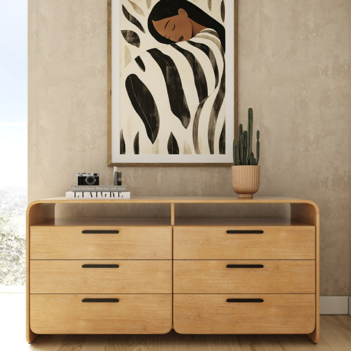 Natural Acacia 6-Drawer Dresser | OROA Modern Dresden