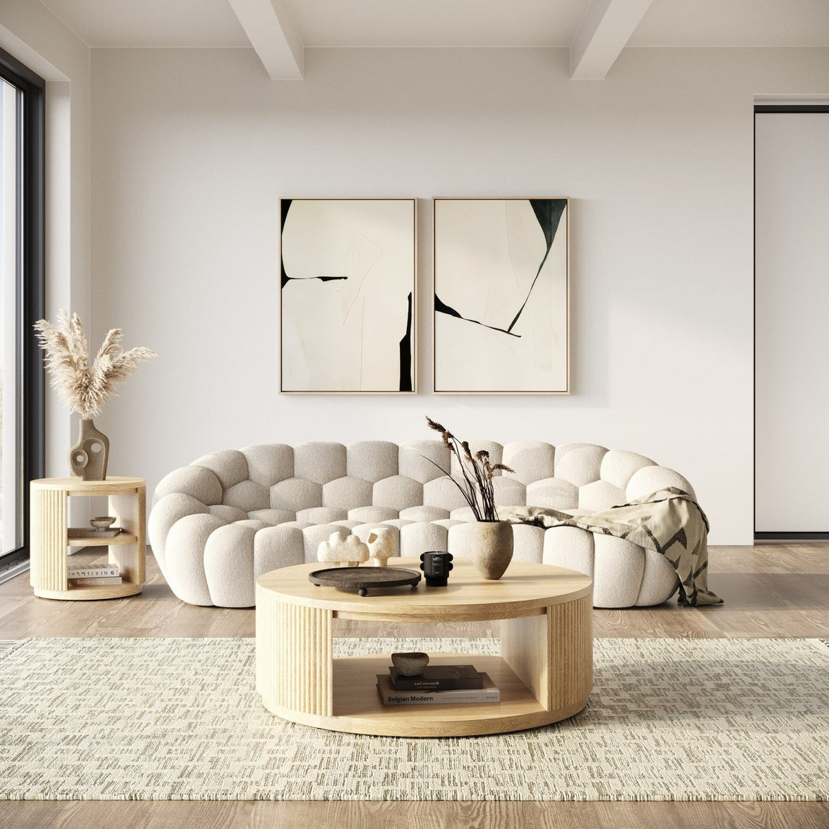 Natural Acacia Round Coffee Table | OROA Modern Jacobson | Oroa.com