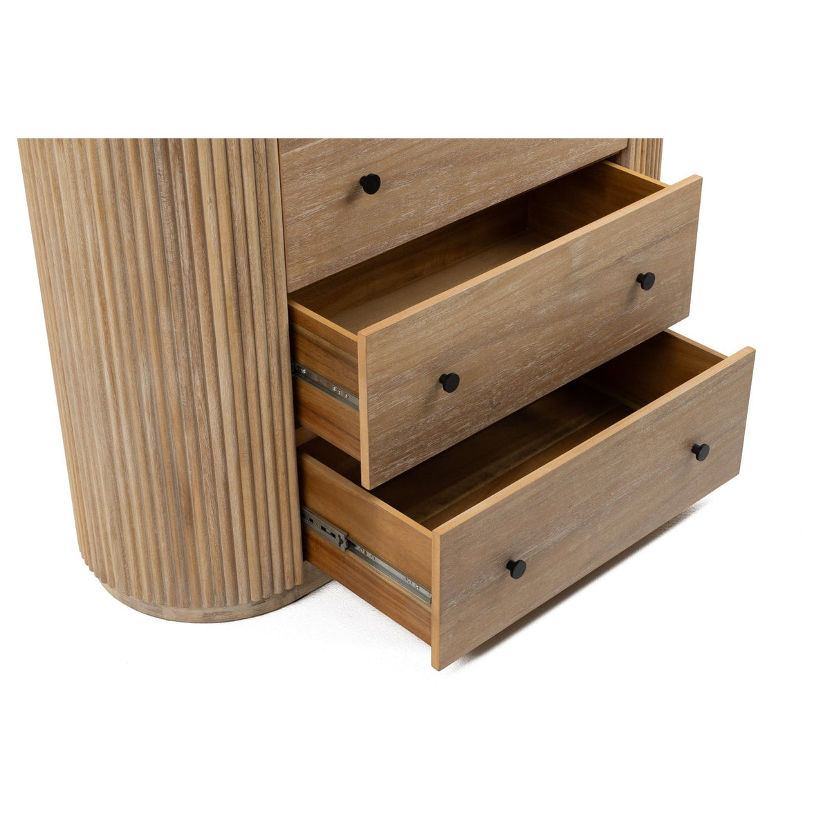 Ribbed Natural Acacia 4-Drawer Chest | OROA Modern Jacobson | Oroa.com