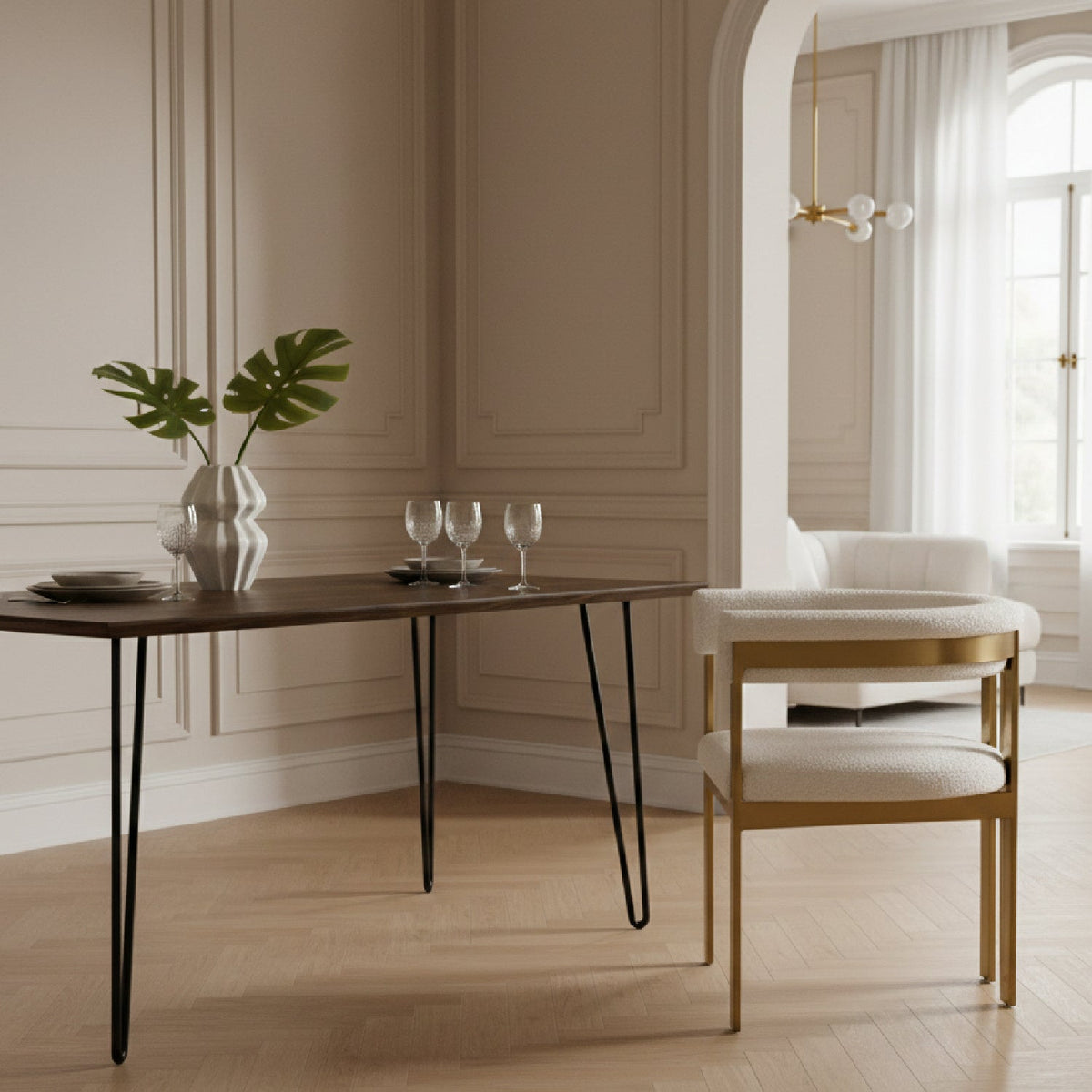 Beige Sherpa Dining Chair | OROA Modern Pontiac