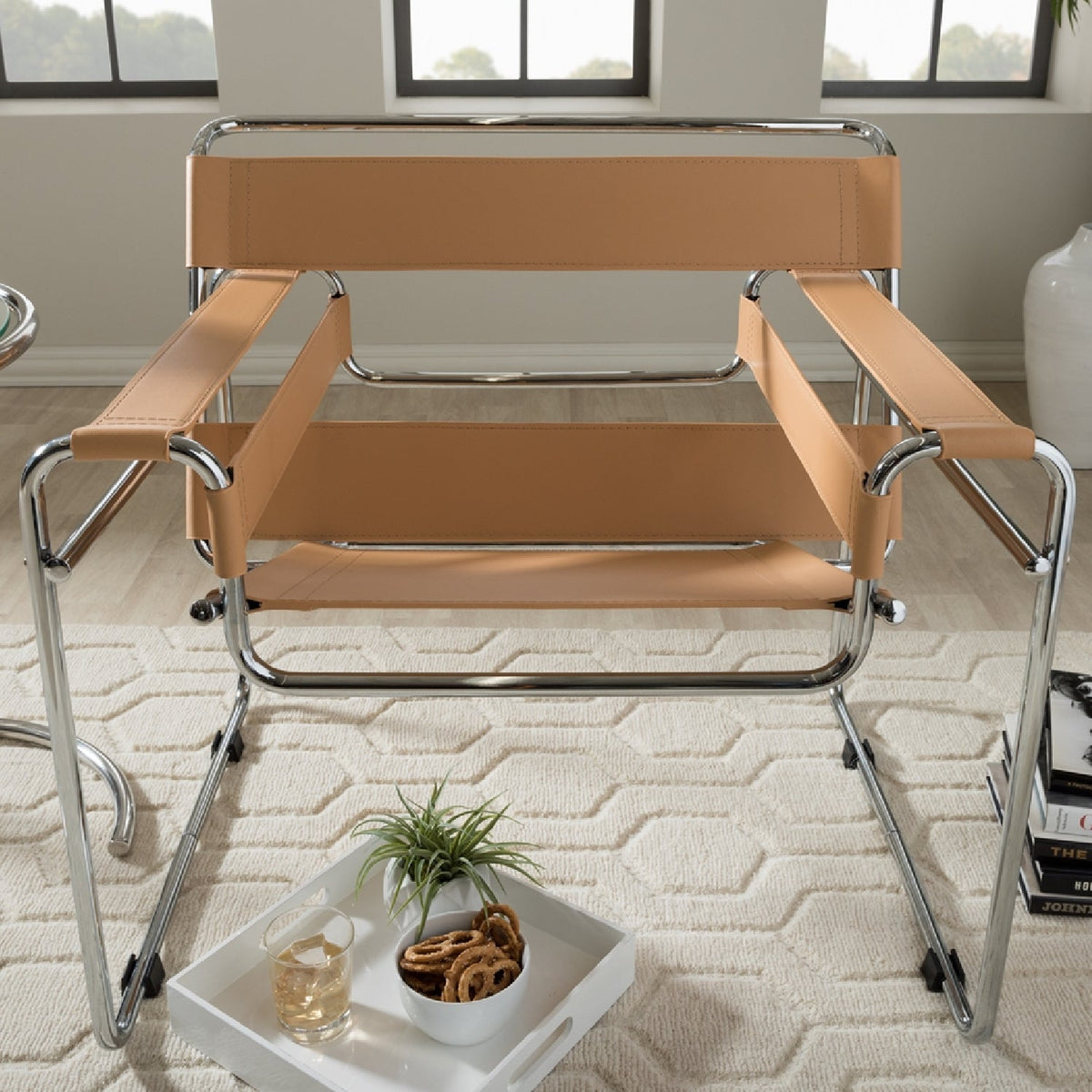 Modern European furniture - Leather Inspired Strips Accent Chair - www.oroa.com