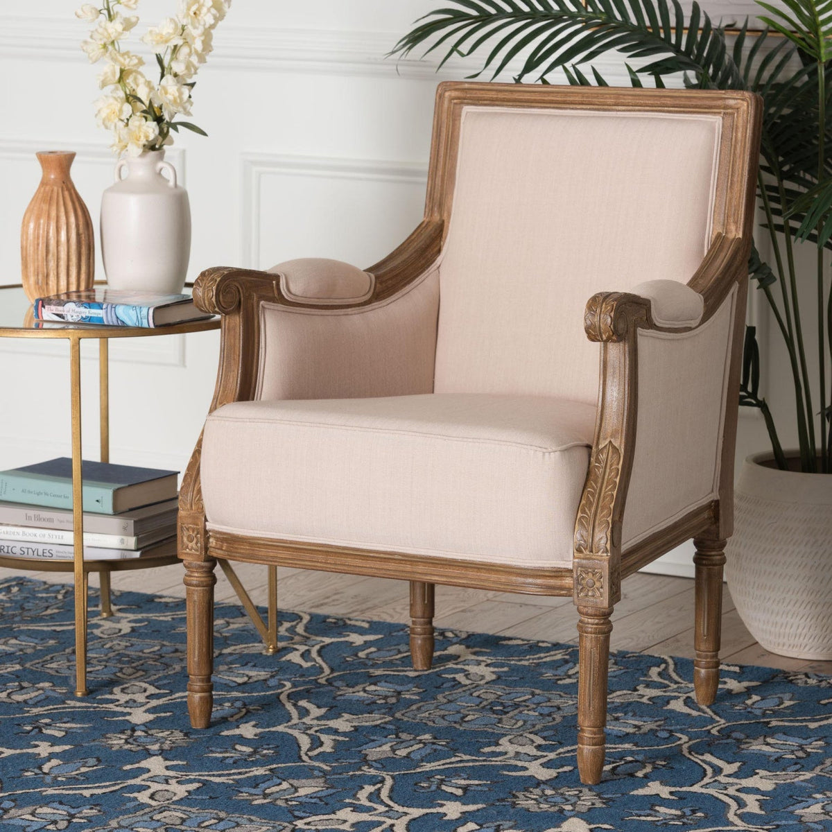 Modern European furniture - Beige Linen Accent Chair - www.oroa.com