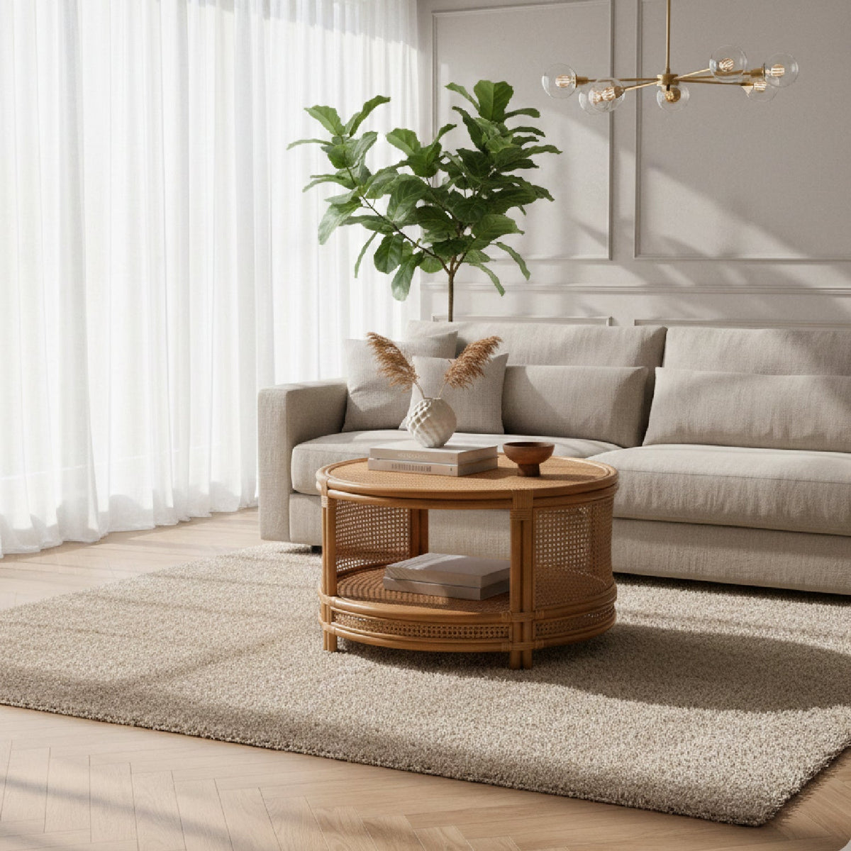 Round 2-Tier Rattan Coffee Table | Bali Loom Louis