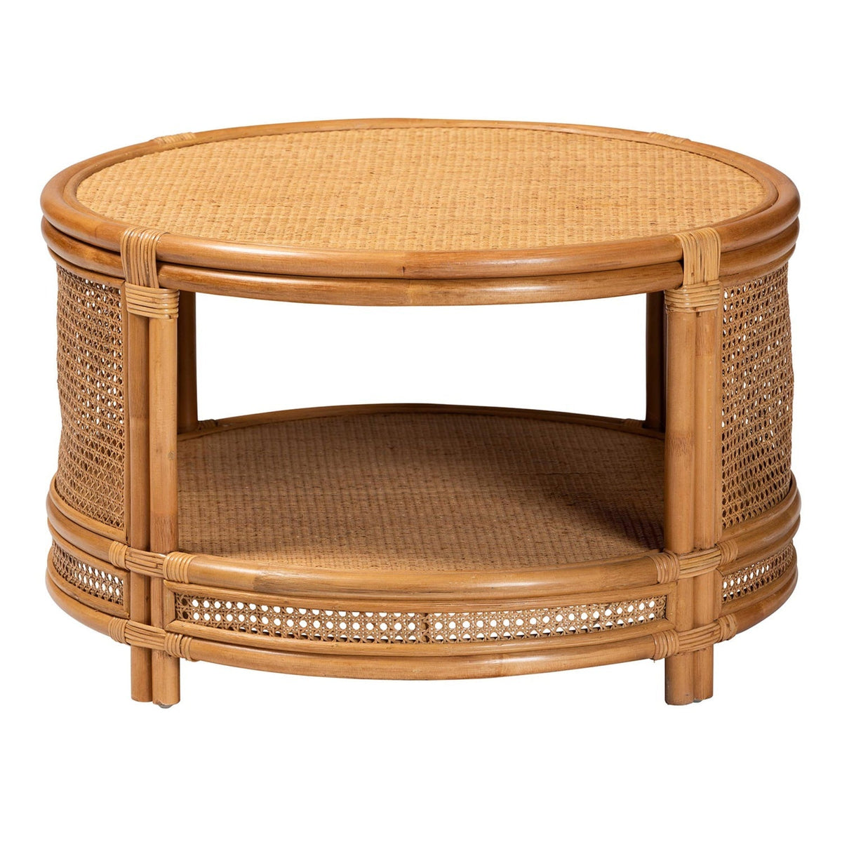 Modern European furniture - Round 2 Tier Rattan Coffee Table - www.oroa.com