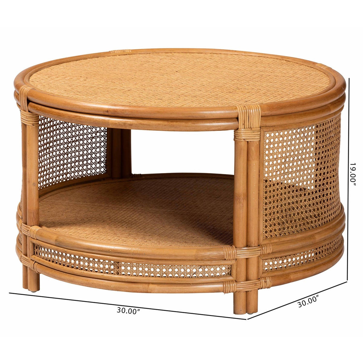 Modern European furniture - Round 2 Tier Rattan Coffee Table - www.oroa.com
