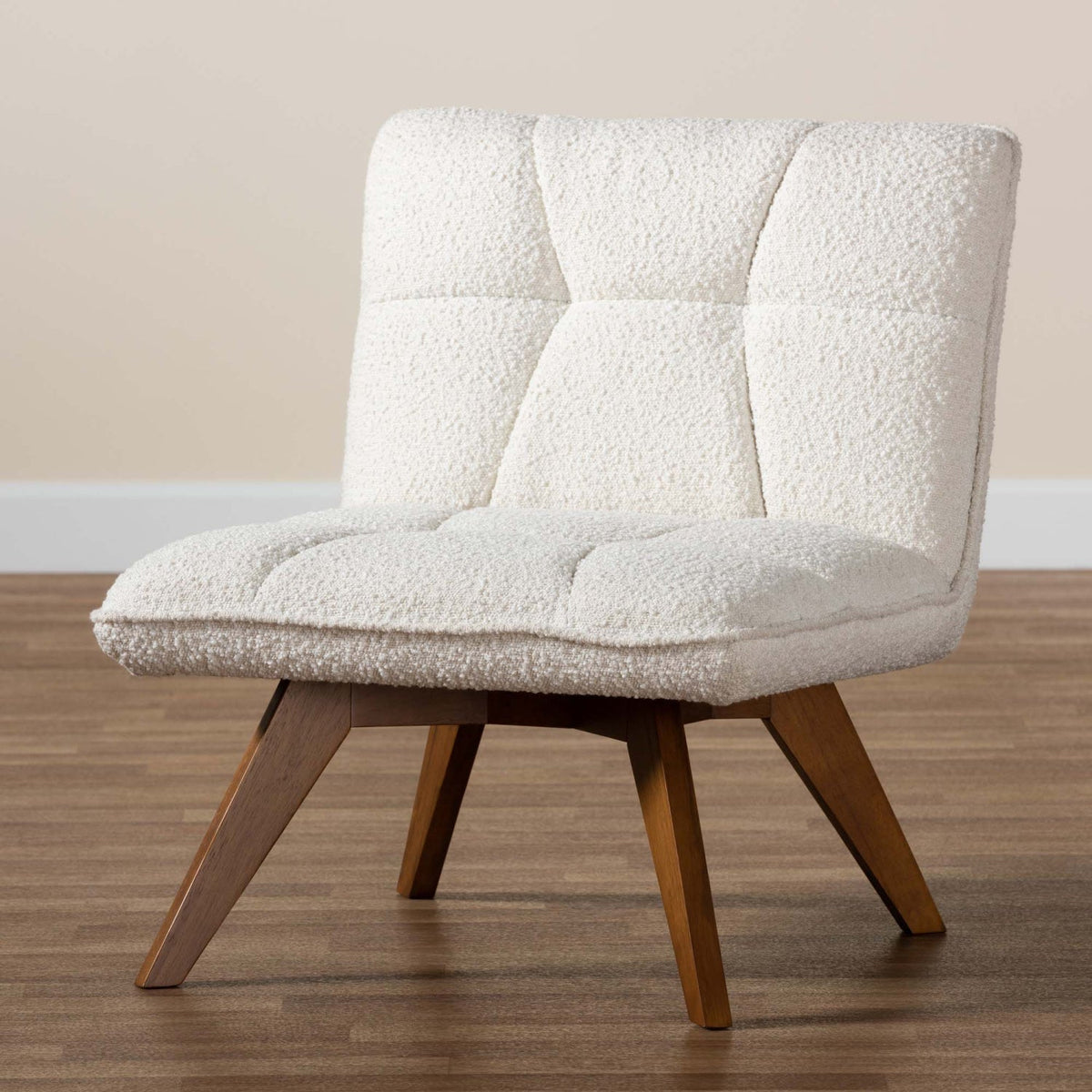 Modern European furniture - Cream Boucle Japandi Accent Chair - www.oroa.com