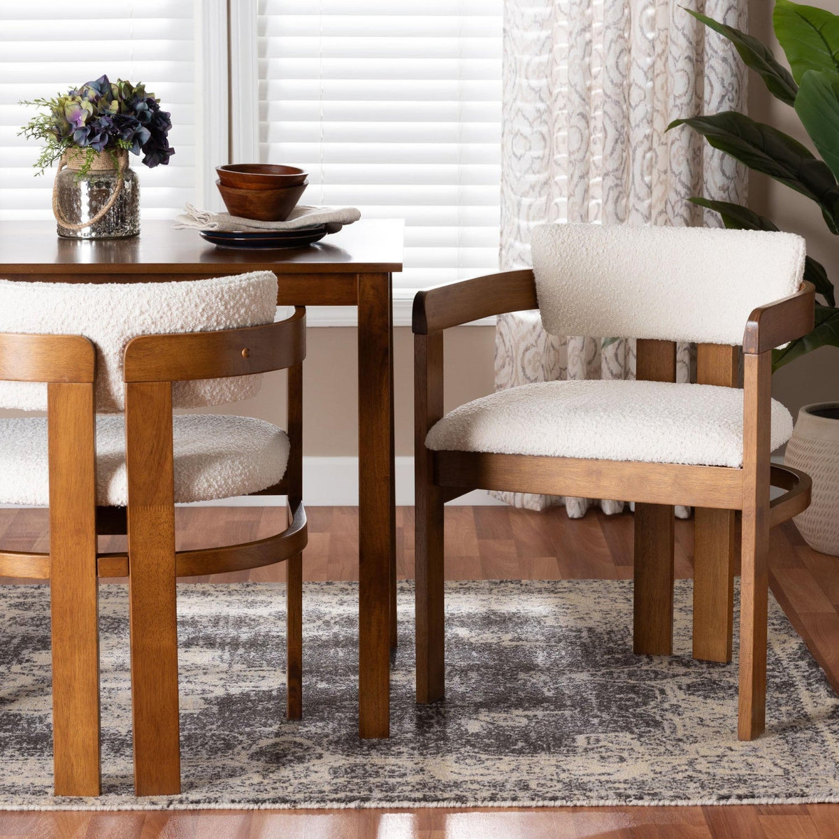Modern European furniture - Cream Boucle Dining Chair - www.oroa.com