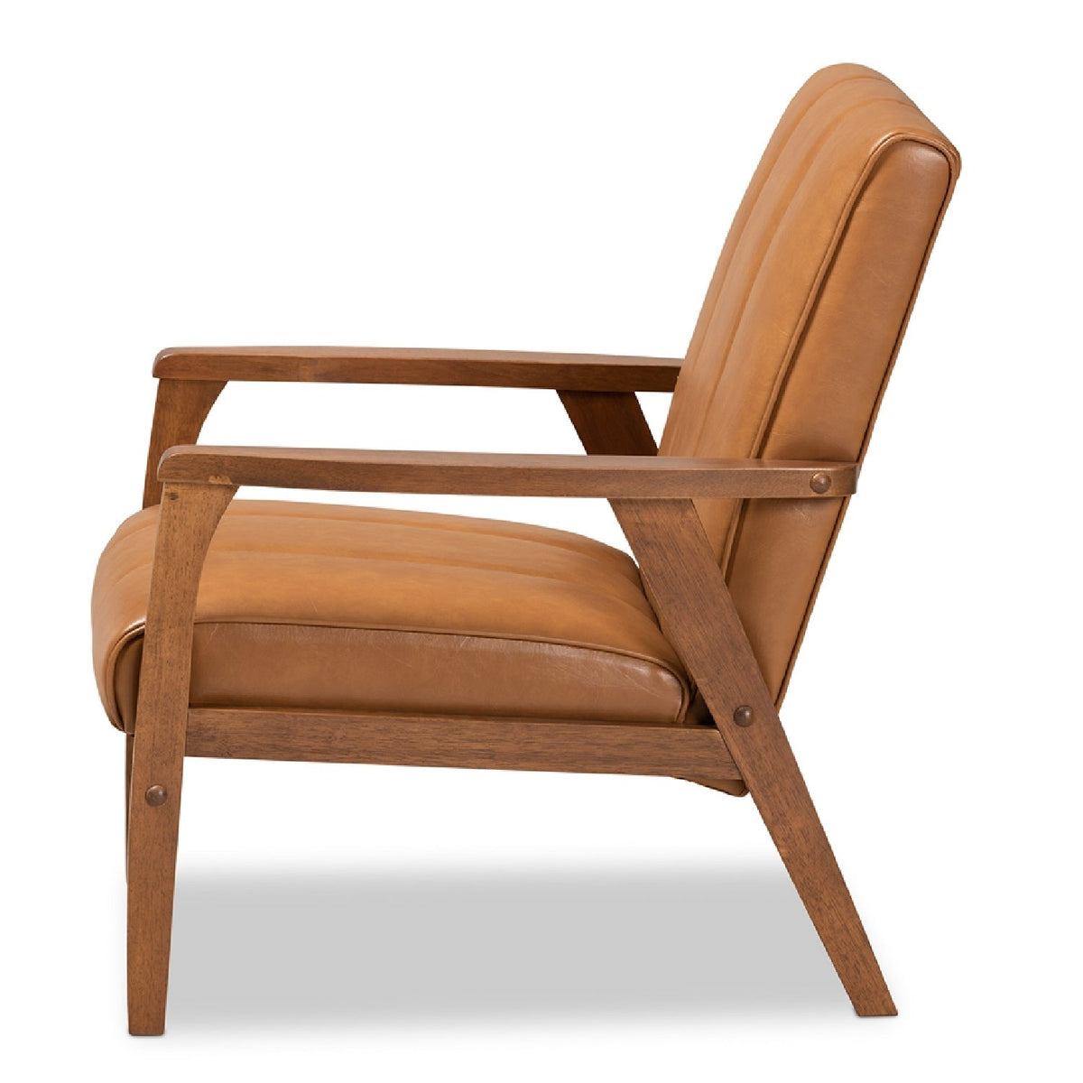 Modern European furniture - Tan Leather Effect Lounge Chair - www.oroa.com