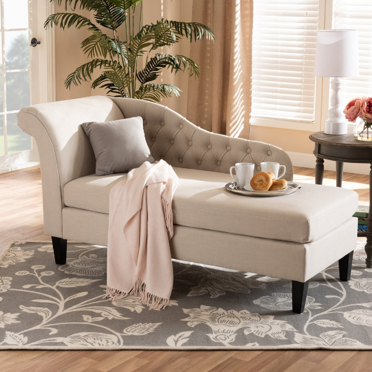Modern European furniture - Tufted Fabric Chaise Lounge - www.oroa.com