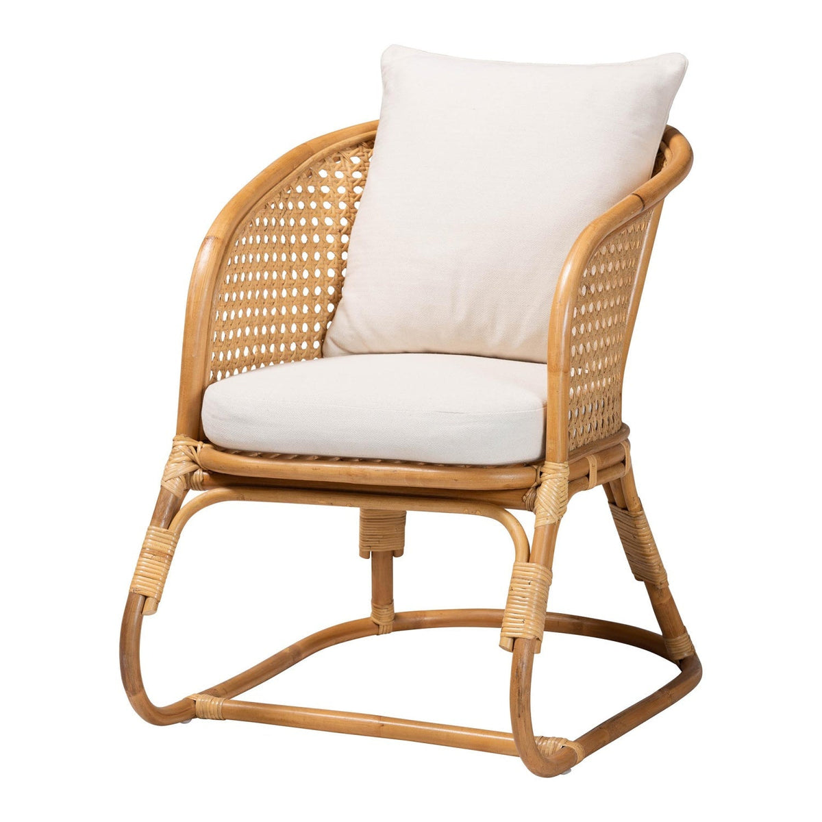 Modern European furniture - Cane Webbing Padded Accent Chair - www.oroa.com