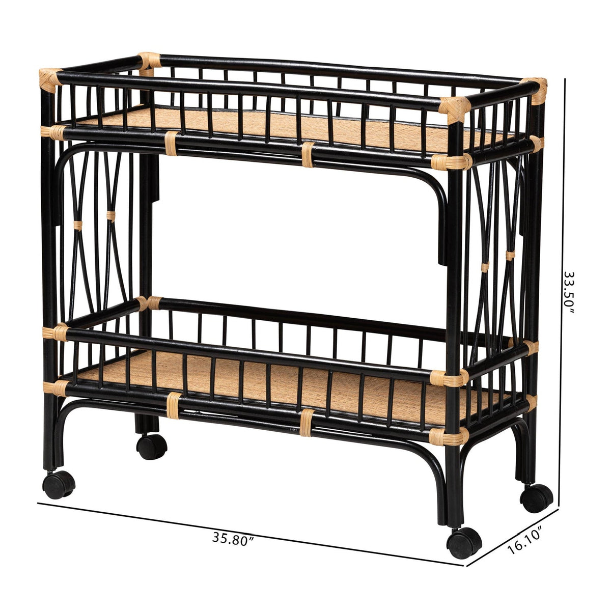 Modern European furniture - Black 2-Tier Kitchen Cart - www.oroa.com