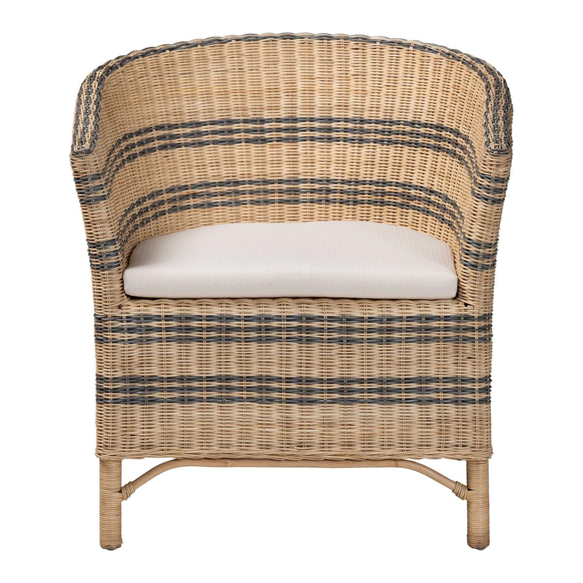 Modern European furniture - Striped Rattan Curved Accent Chair - www.oroa.com