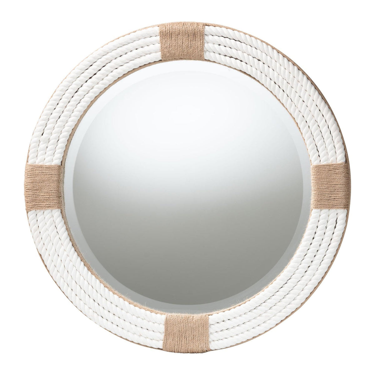 Modern European furniture - White Woven Round Mirror - www.oroa.com