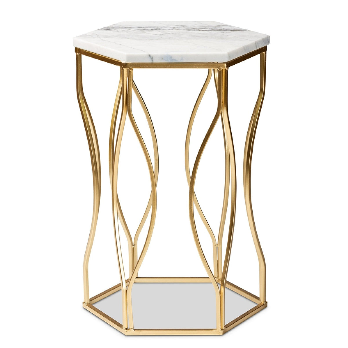 Modern European furniture - Hexagonal Marble End Table - www.oroa.com