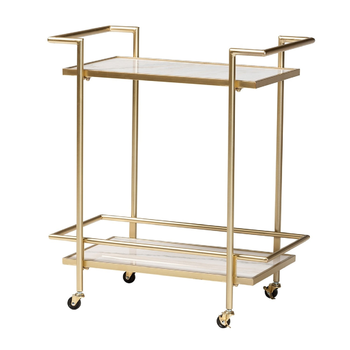 Modern European furniture - Gold-Framed Marble Wine Cart - www.oroa.com