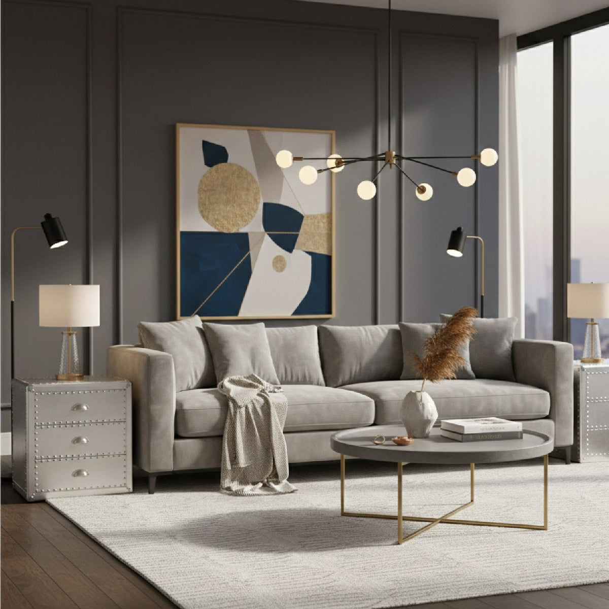 Modern European furniture - Silver 3 Drawer End Table - www.oroa.com