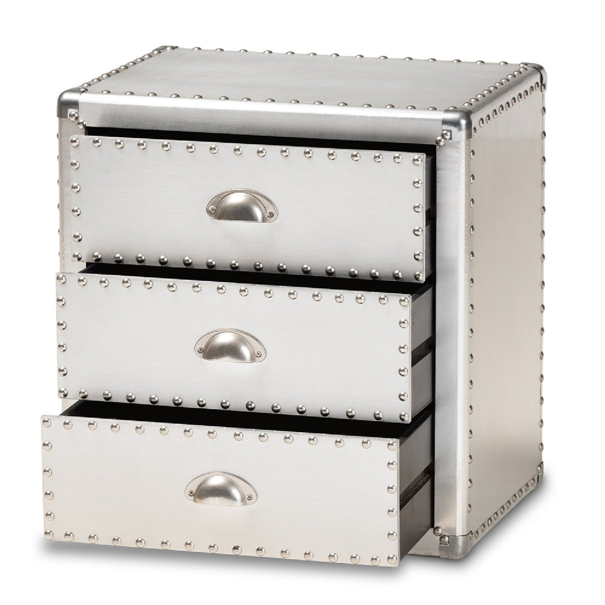 Modern European furniture - Silver 3 Drawer End Table - www.oroa.com