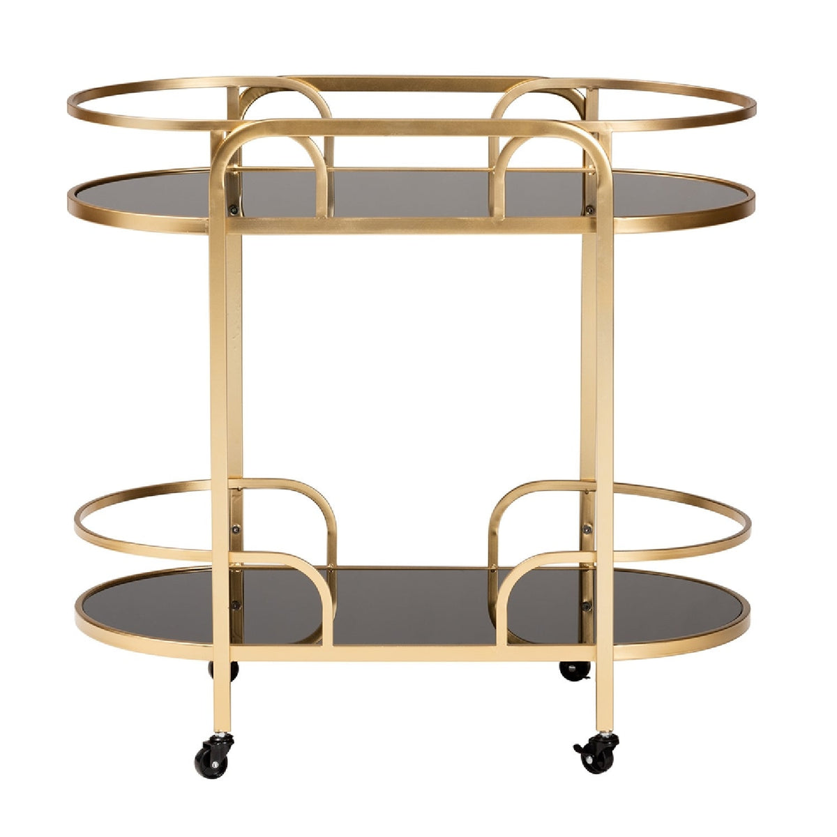 Modern European furniture - Gold 2-Tier Wine Cart - www.oroa.com