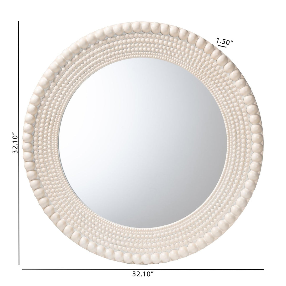 Contract furniture - Round White Beaded Accent Mirror - www.oroatrade.com