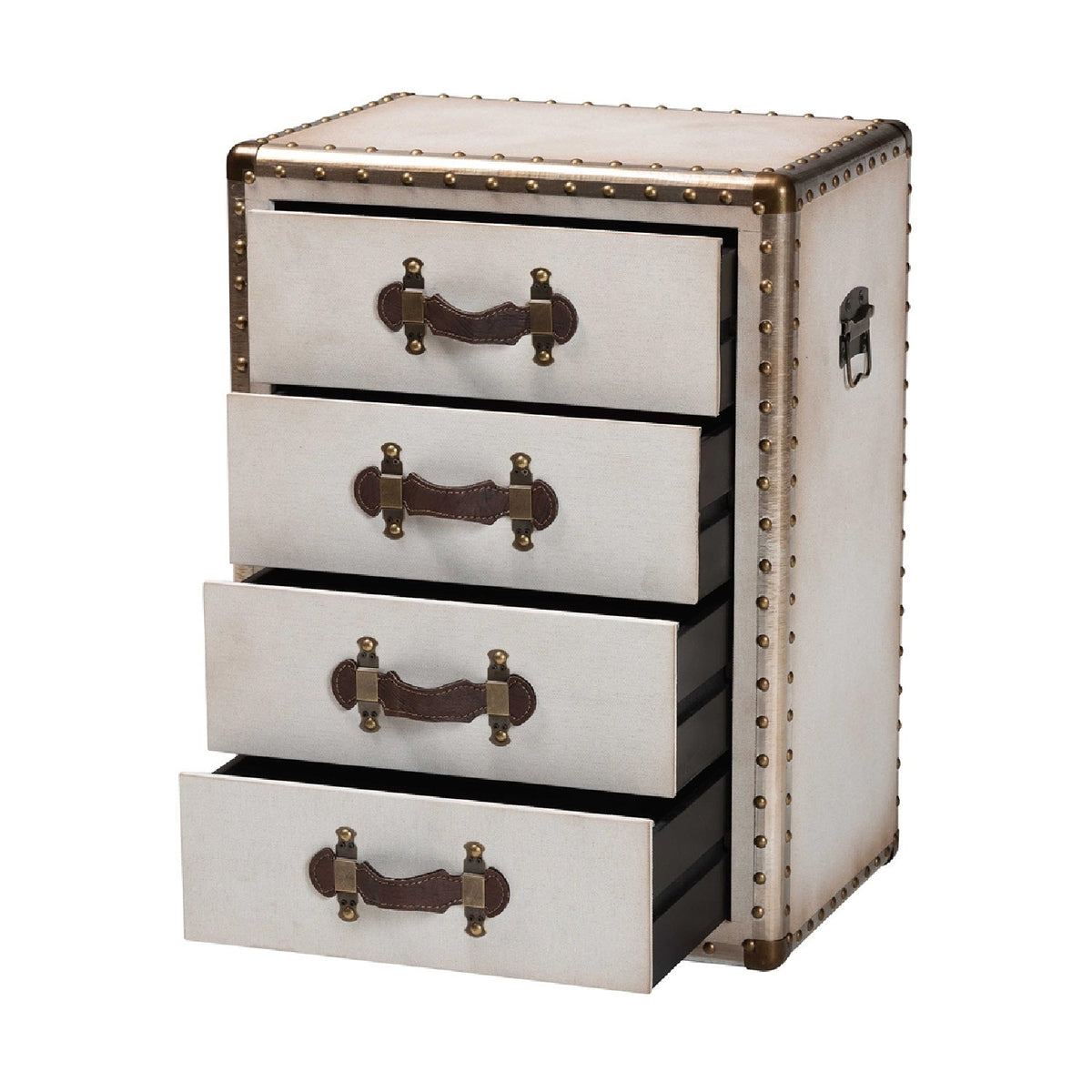 Modern European furniture - Vintage Metal 4 Drawer End Table - www.oroa.com