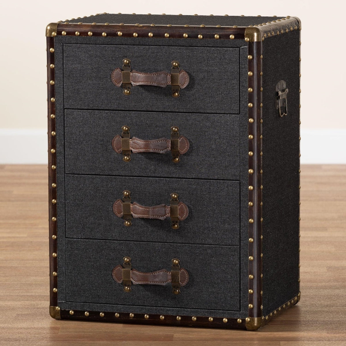 Modern European furniture - Vintage Metal 4 Drawer End Table - www.oroa.com