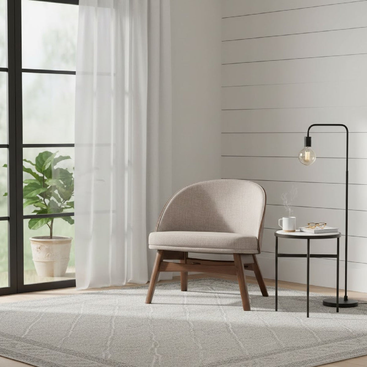 Modern European furniture - Walnut Framed Curved Accent Chairs 2 - www.oroa.com