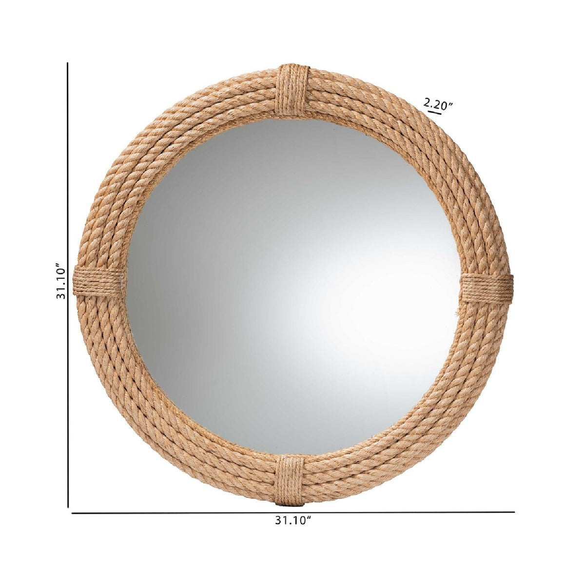 Contract furniture - Woven Rope Round Wall Mirror - www.oroatrade.com