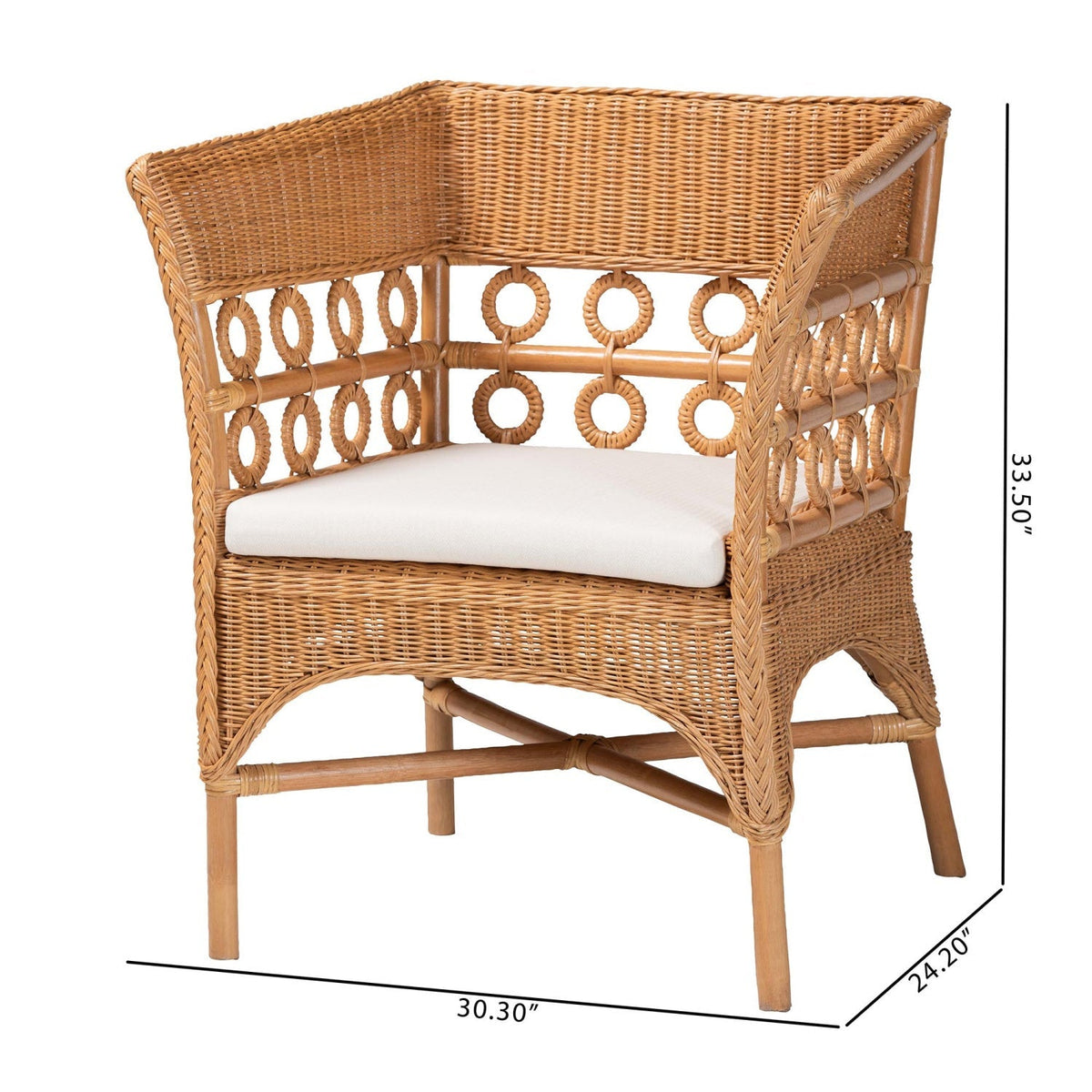Modern European furniture - Braided Rattan Padded Accent Chair - www.oroa.com