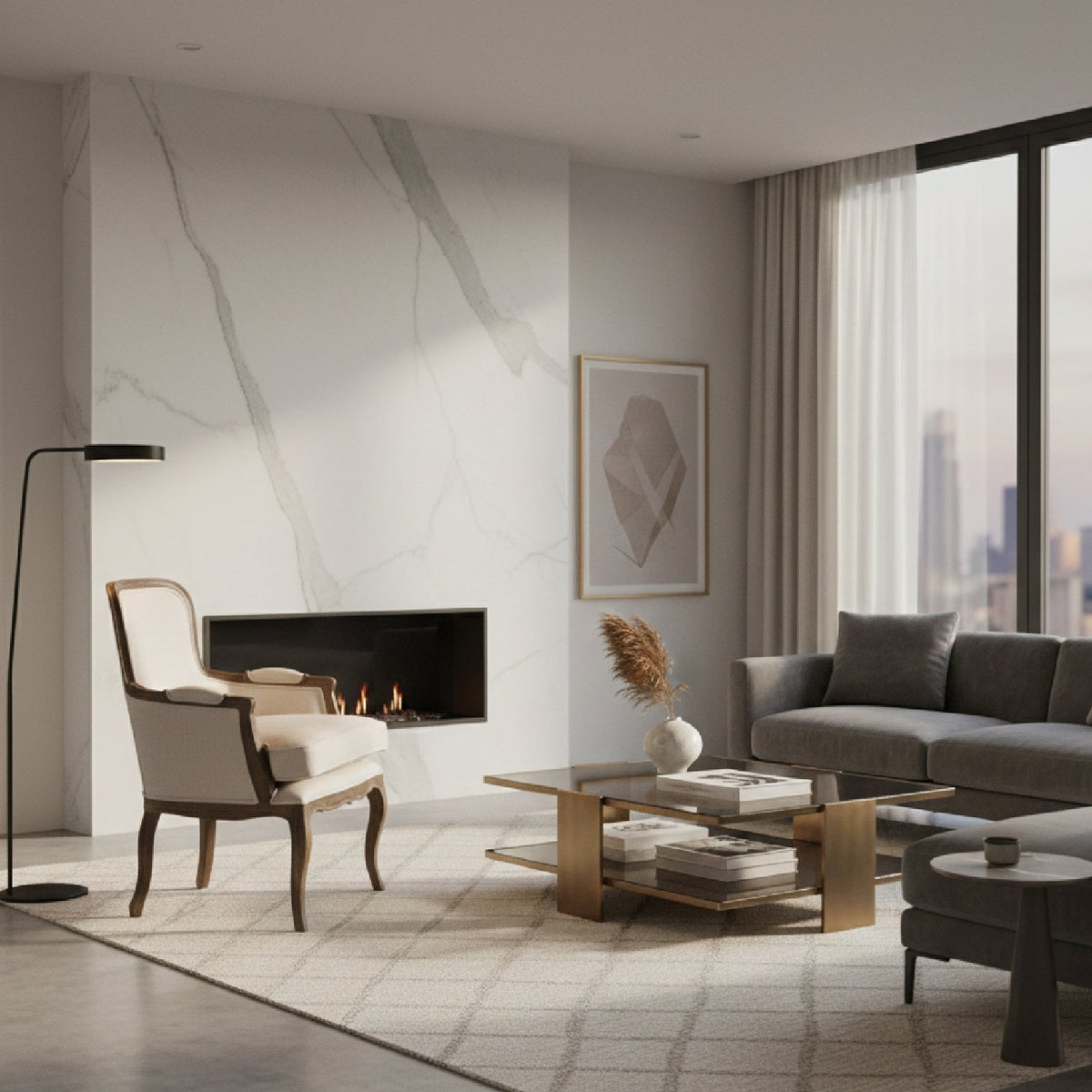 Modern European furniture - Beige Cotton Classic Accent Chair - www.oroa.com