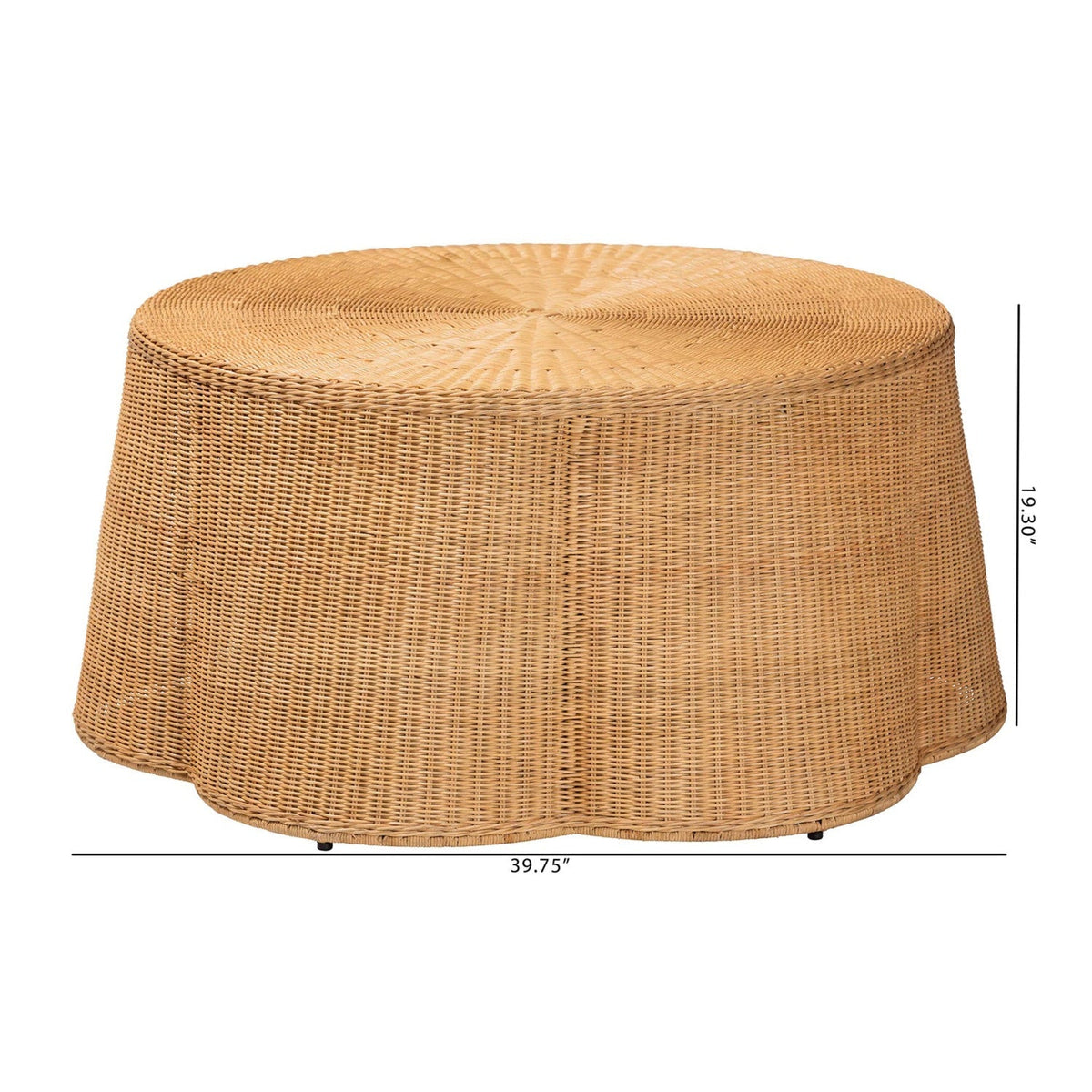 Modern European furniture - Handwoven Rattan Scalloped Coffee Table - www.oroa.com