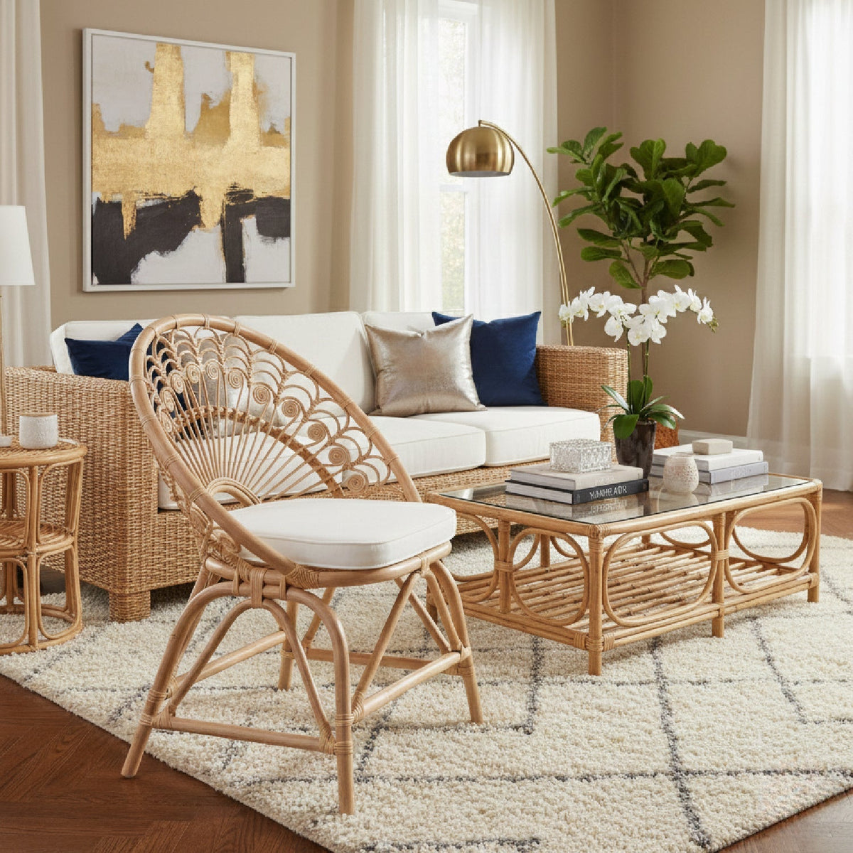 Modern European furniture - Boho Rattan Peacock Accent Chair - www.oroa.com