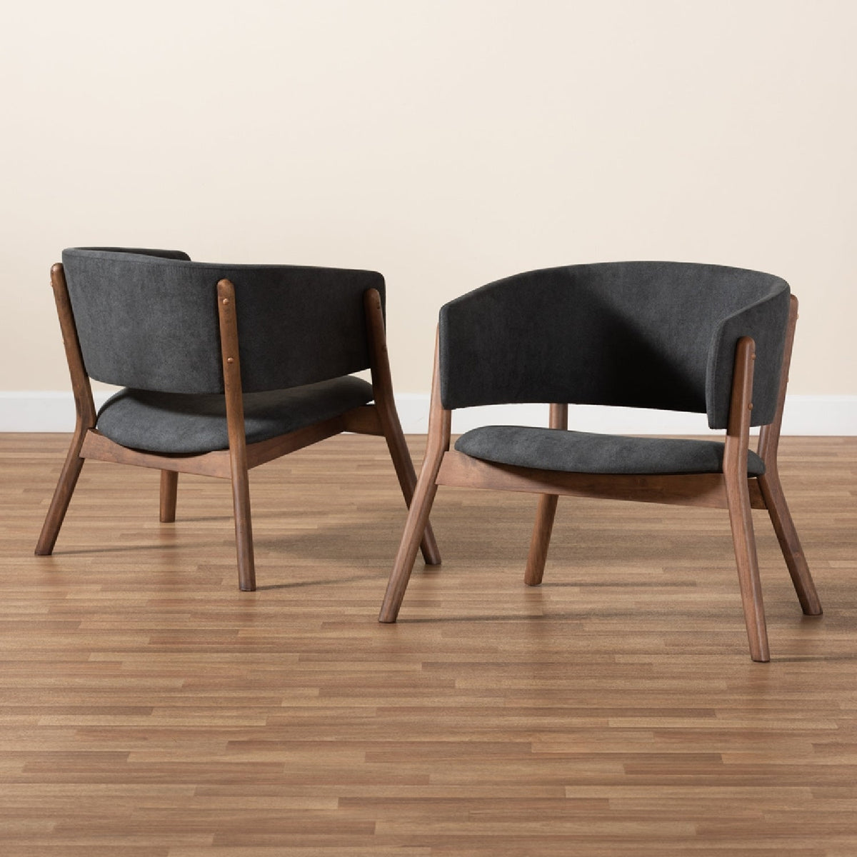 Modern European furniture - Walnut Framed Curve Accent Chairs 2 - www.oroa.com