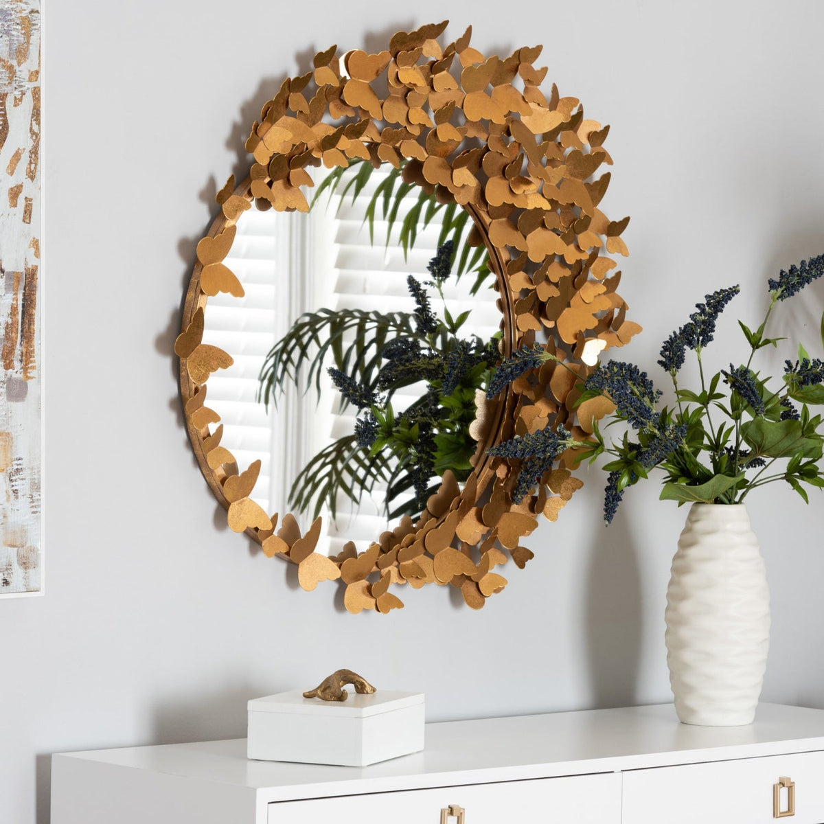 Hospitality furniture - Gold Butterfly Accent Wall Mirror - www.oroatrade.com
