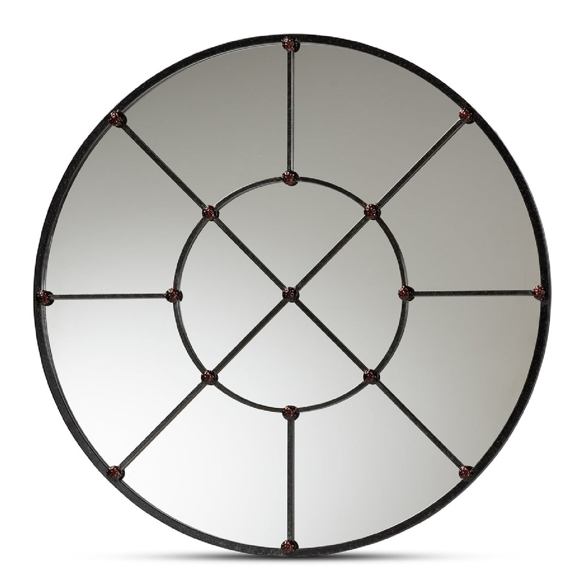 Modern European furniture - Metal Framed Round Wall Mirror - www.oroa.com