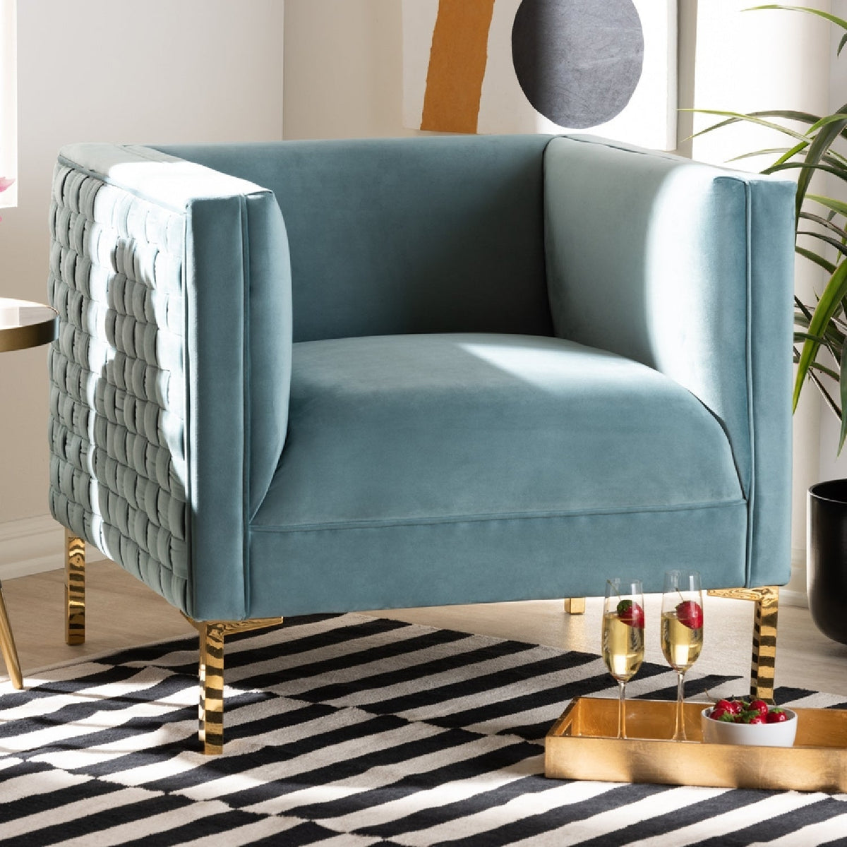 Modern European furniture - Woven Velvet Accent Chair - www.oroa.com