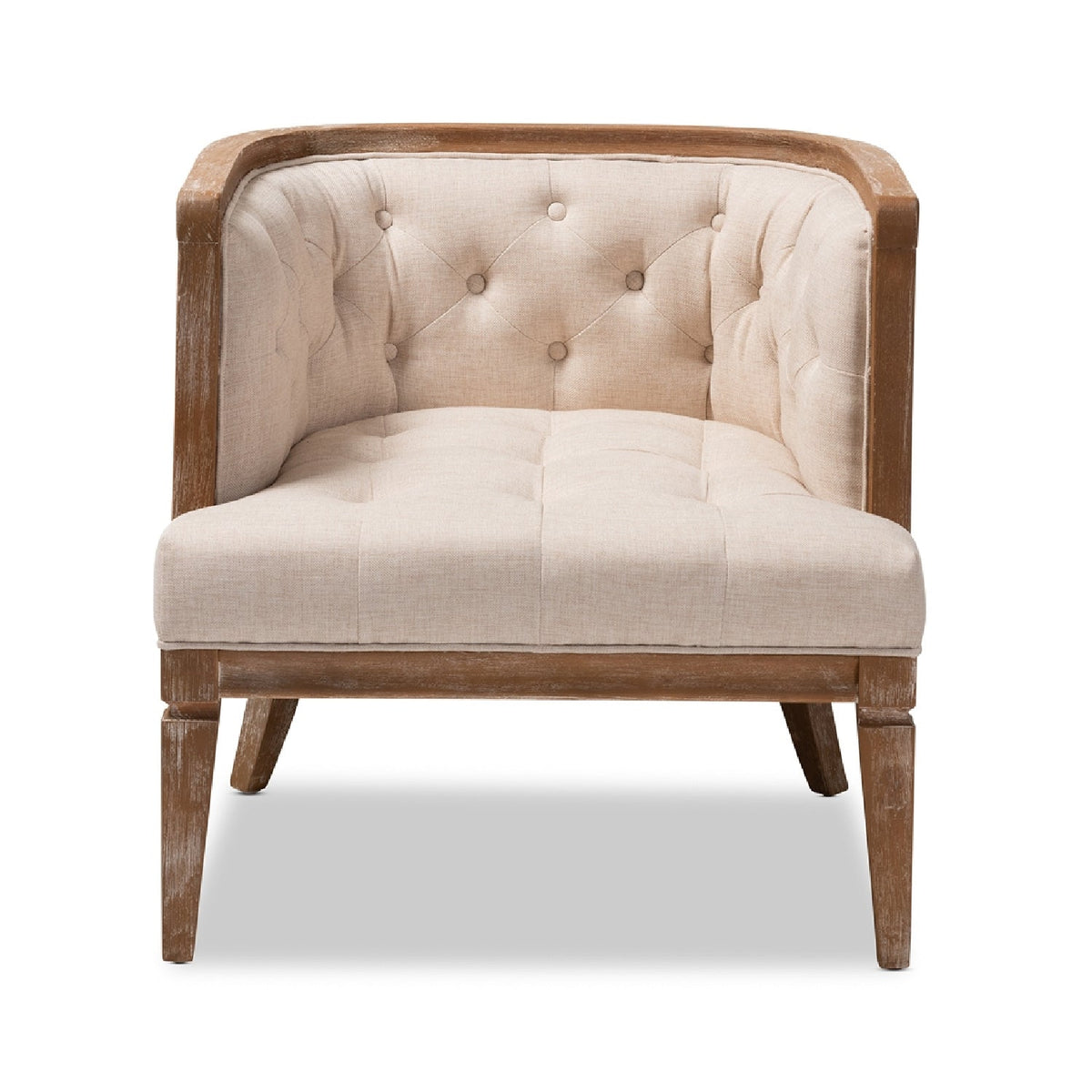 Modern European furniture - Button Tufted Beige Accent Barrel Chair - www.oroa.com