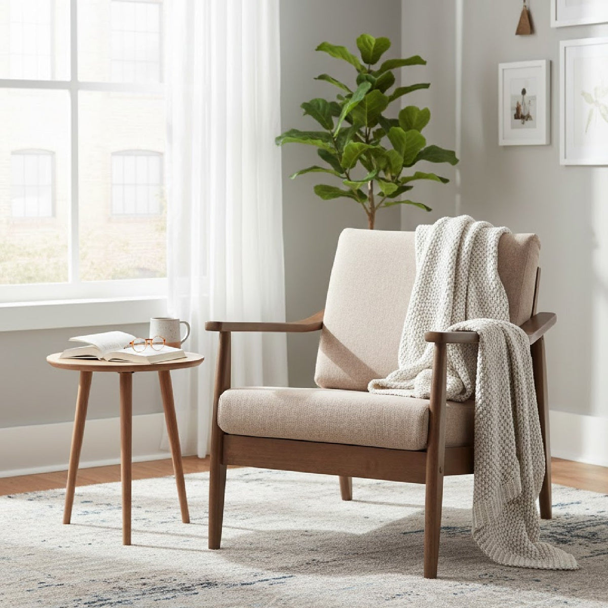 Modern European furniture - Walnut Framed Lounge Chair - www.oroa.com