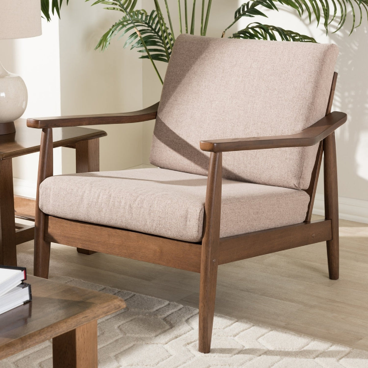 Modern European furniture - Walnut Framed Lounge Chair - www.oroa.com