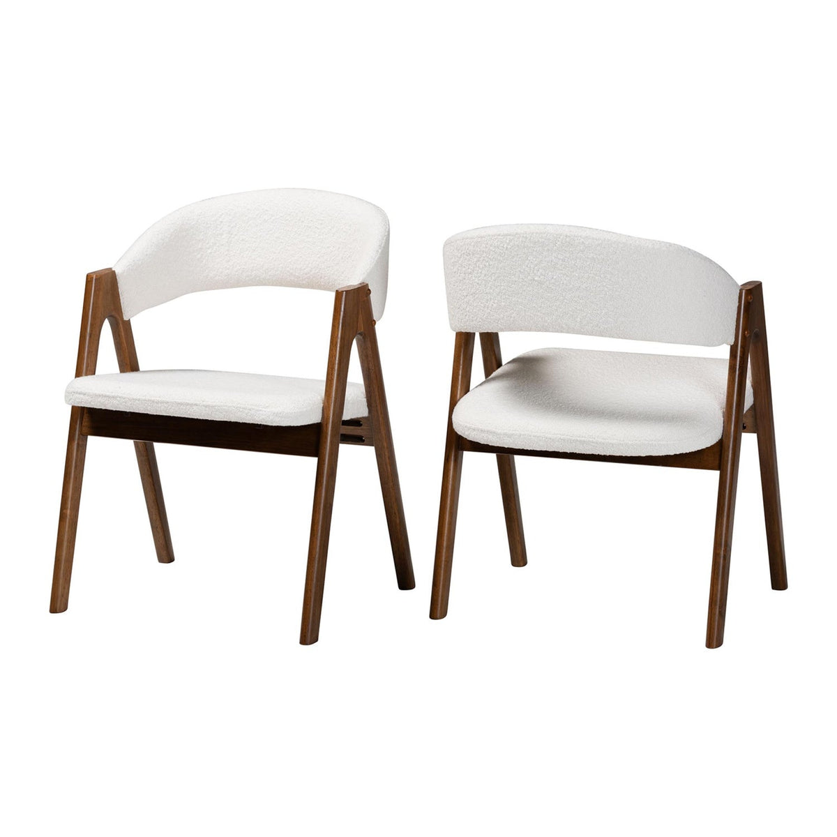 Modern European furniture - White Boucle Curved Dining Chairs 2 - www.oroa.com