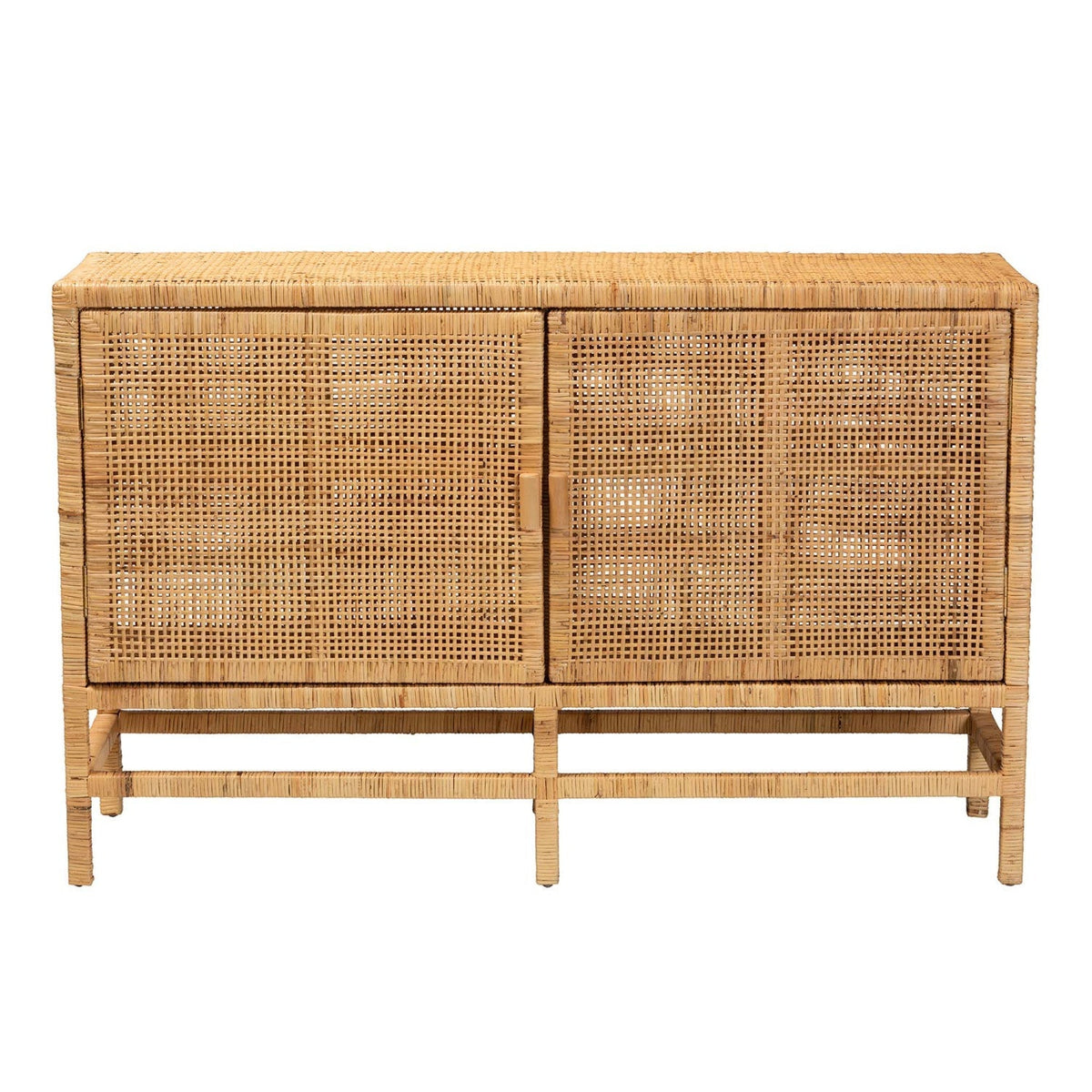 Modern European furniture - Mahogany Framed Rattan Cabinet - www.oroa.com