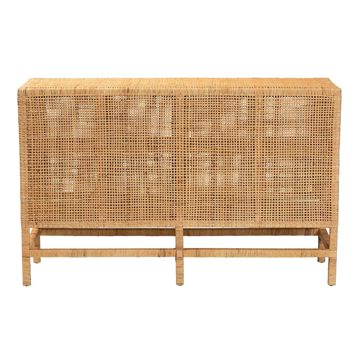 Modern European furniture - Mahogany Framed Rattan Cabinet - www.oroa.com