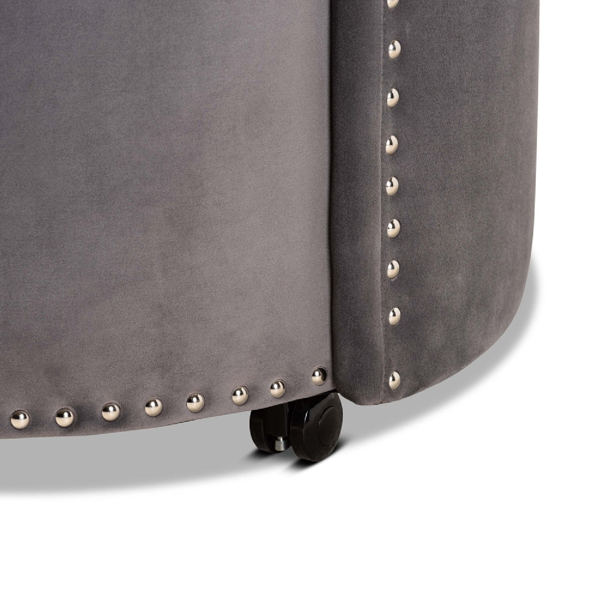 Modern European furniture - Studded Velvet Rolling Accent Chair - www.oroa.com