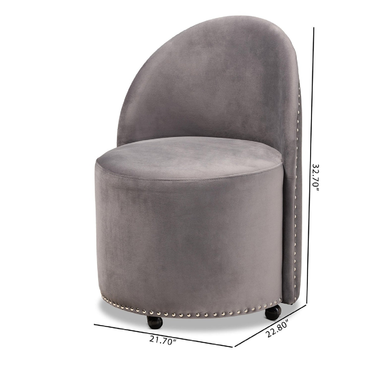 Modern European furniture - Studded Velvet Rolling Accent Chair - www.oroa.com