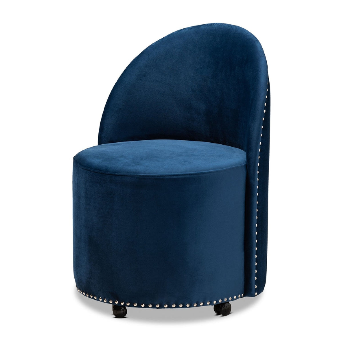 Modern European furniture - Studded Velvet Rolling Accent Chair - www.oroa.com