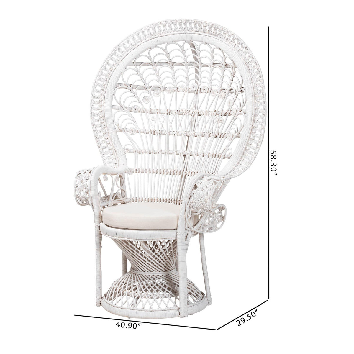 Modern European furniture - White Rattan Peacock Chair - www.oroa.com